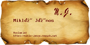 Mikló János névjegykártya